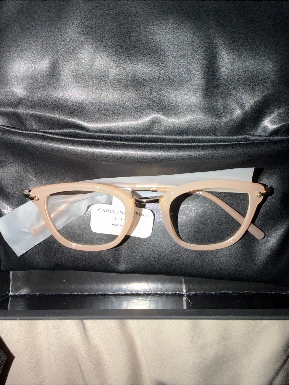 Carolina Lemke Beige Cat-Eye Optical Frames